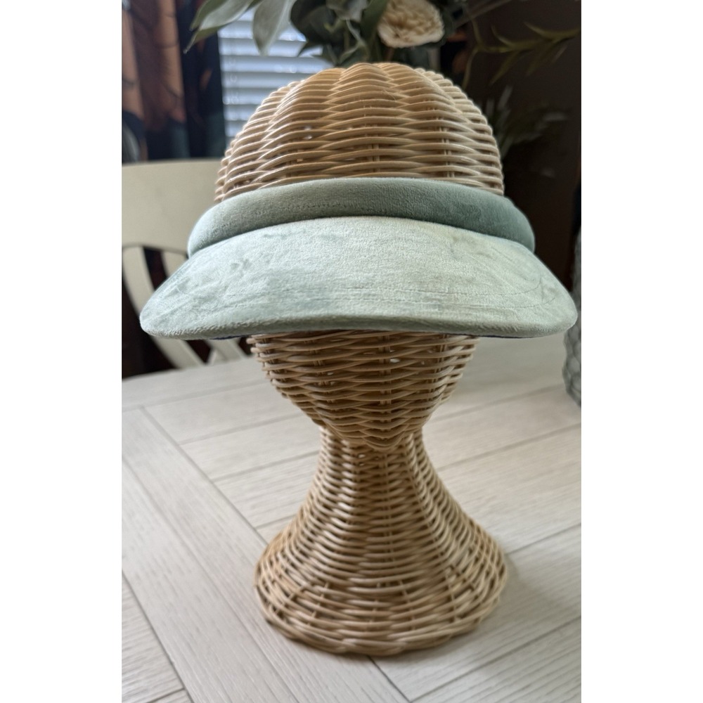 Lele Sandoughi Mint Green/Navy Velvet Visor One Size Fits Most Beach Tennis Golf
